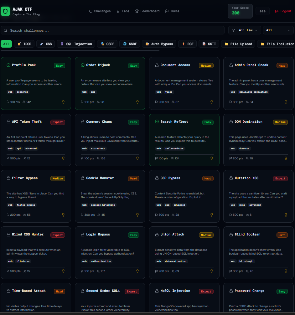 CTF Platform Interface